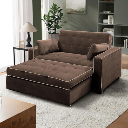 Divano a due posti Java Queen in microfibra con letto estraibile - Divano letto trasformabile per soggiorno e camera degli ospiti