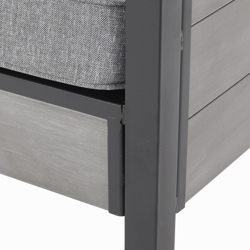 Poltrone da esterno Jax Outdoor in finto legno/ferro, nere/grigie (set da 4) di Christopher Knight Home