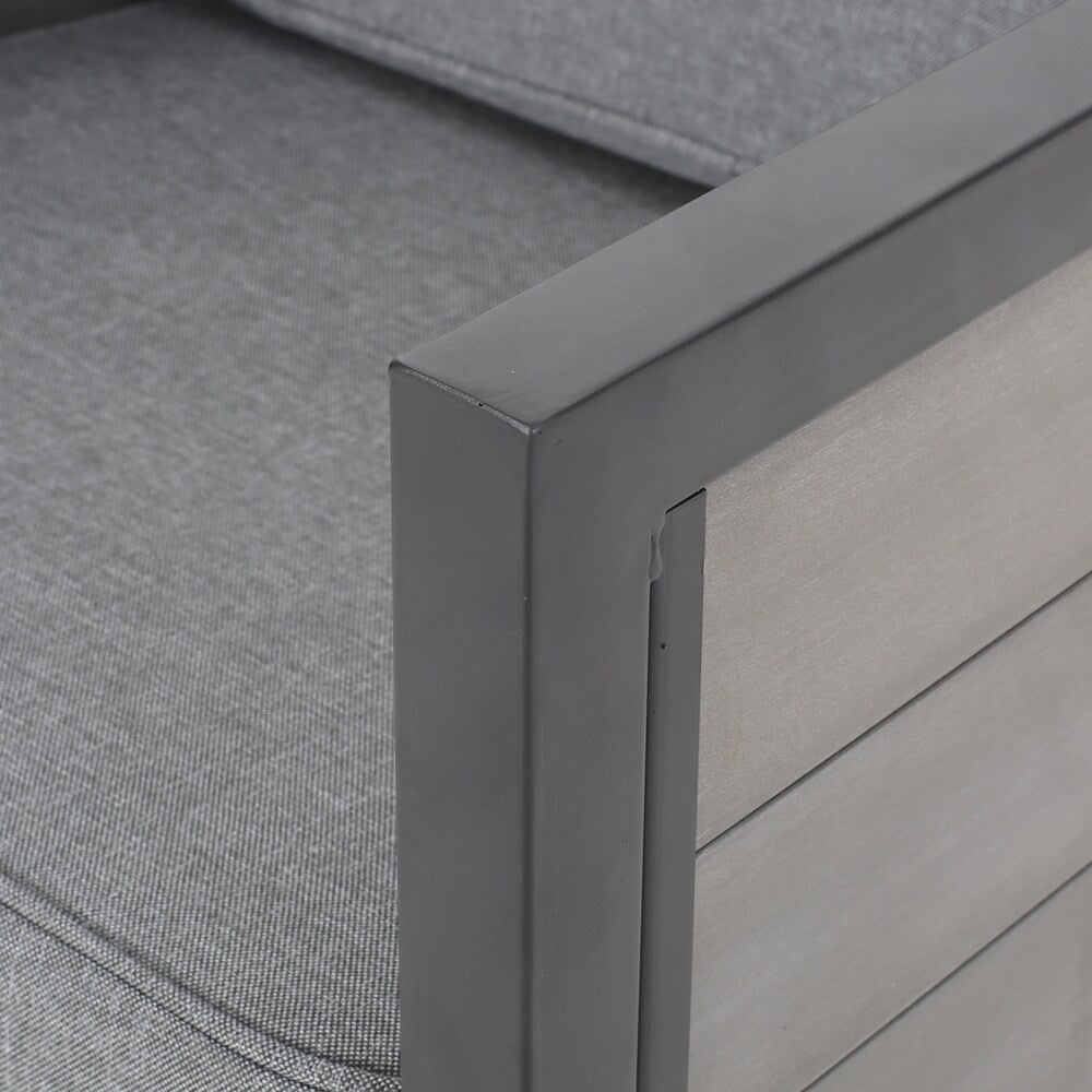 Poltrone da esterno Jax Outdoor in finto legno/ferro, nere/grigie (set da 4) di Christopher Knight Home