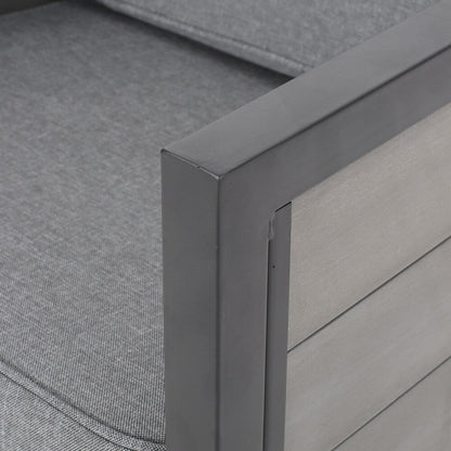 Poltrone da esterno Jax Outdoor in finto legno/ferro, nere/grigie (set da 4) di Christopher Knight Home