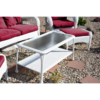 Set di sedute Jeco in vimini bianco da 6 pezzi con cuscini color cuoio