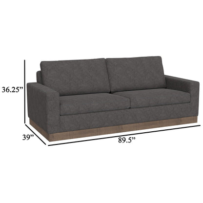 Divano Jeni, 2 cuscini decorativi, seduta moderna in poliestere grigio scuro da 90 pollici