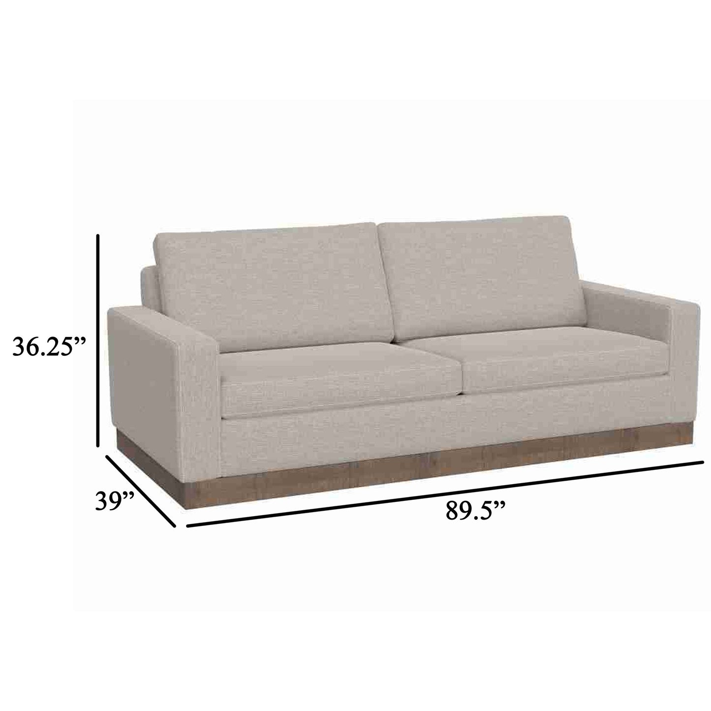 Divano Jeni, 2 cuscini decorativi, seduta moderna in poliestere beige ostrica da 90 pollici