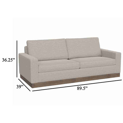 Divano Jeni, 2 cuscini decorativi, seduta moderna in poliestere beige ostrica da 90 pollici