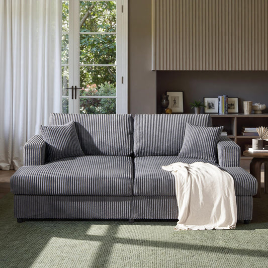 Divano letto matrimoniale oversize Jennifer Taylor Home Goliath 86, velluto a coste grigio carbone