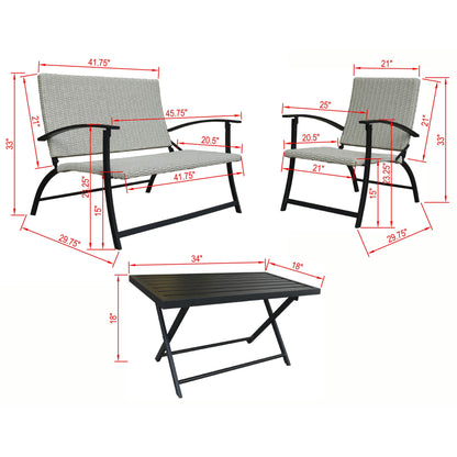 Set pieghevole con seduta profonda Jericho da 4 pezzi