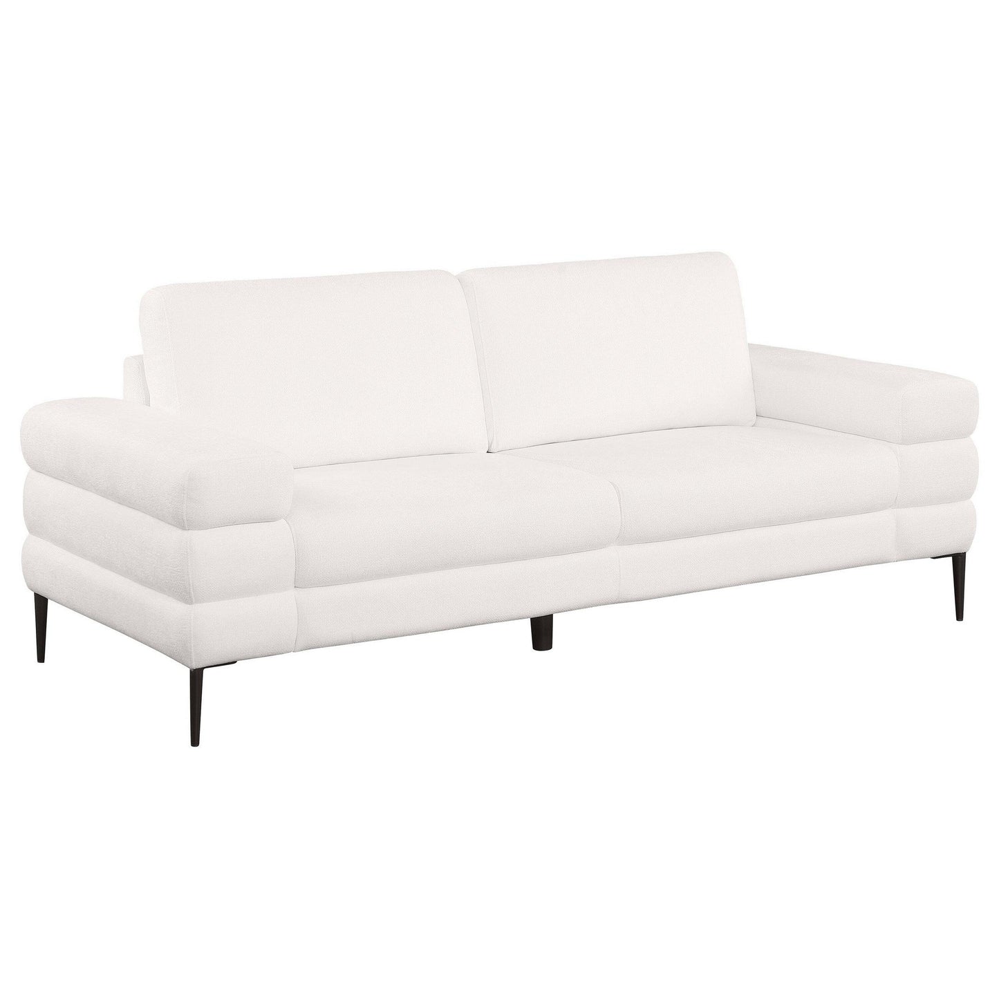 Divano Jese, 83 pollici, tessuto bianco avorio, braccioli in stile moderno