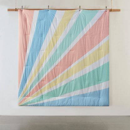 Set copripiumino reversibile in cotone Jessie Yellow Rainbow Sunburst di Urban Habitat Kids