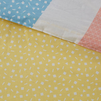 Set copripiumino reversibile in cotone Jessie Yellow Rainbow Sunburst di Urban Habitat Kids