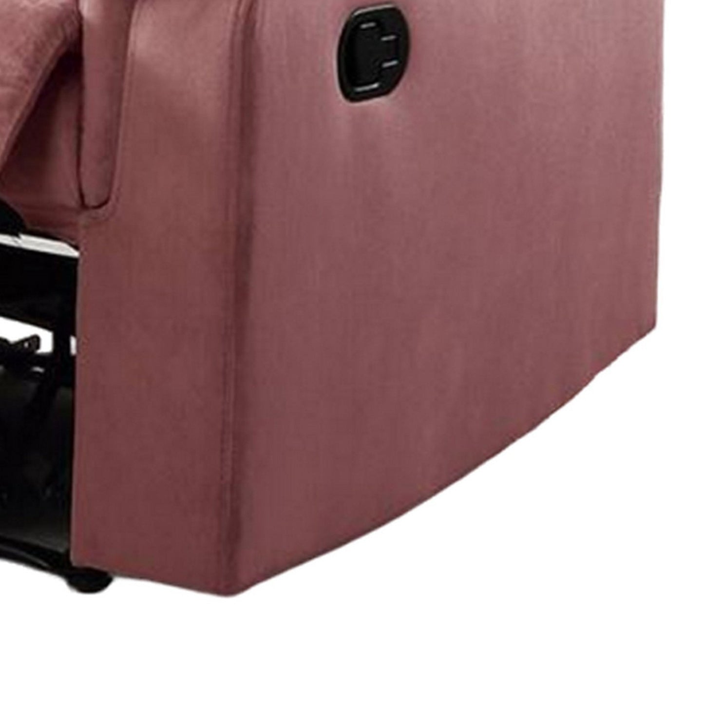 Poltrona reclinabile manuale Jessy, imbottita e trapuntata, in velluto rosa