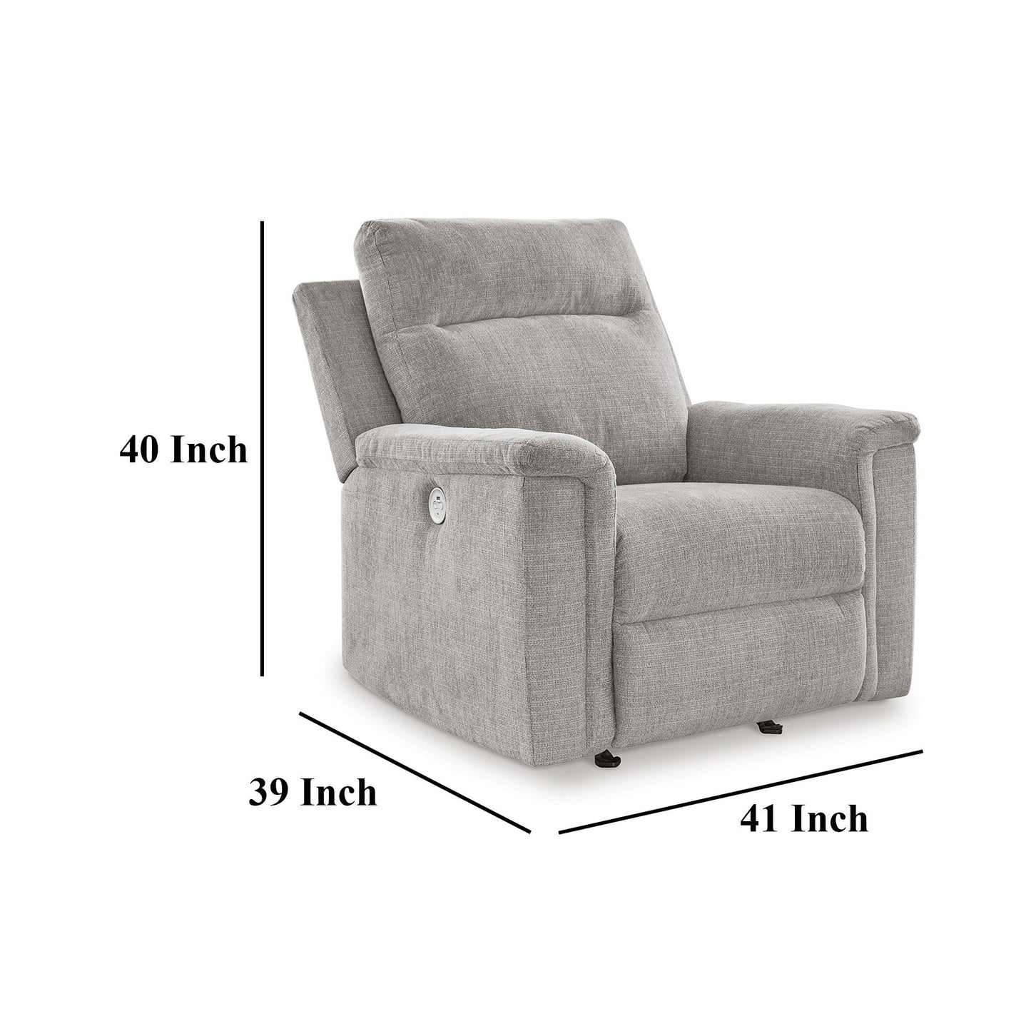 Poltrona reclinabile elettrica Jinu, micro ciniglia in poliestere grigio cenere