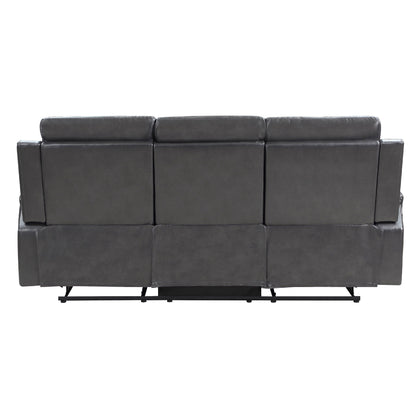 Divano reclinabile manuale Jolo, tavolo ribaltabile, 82 pollici, similpelle grigia