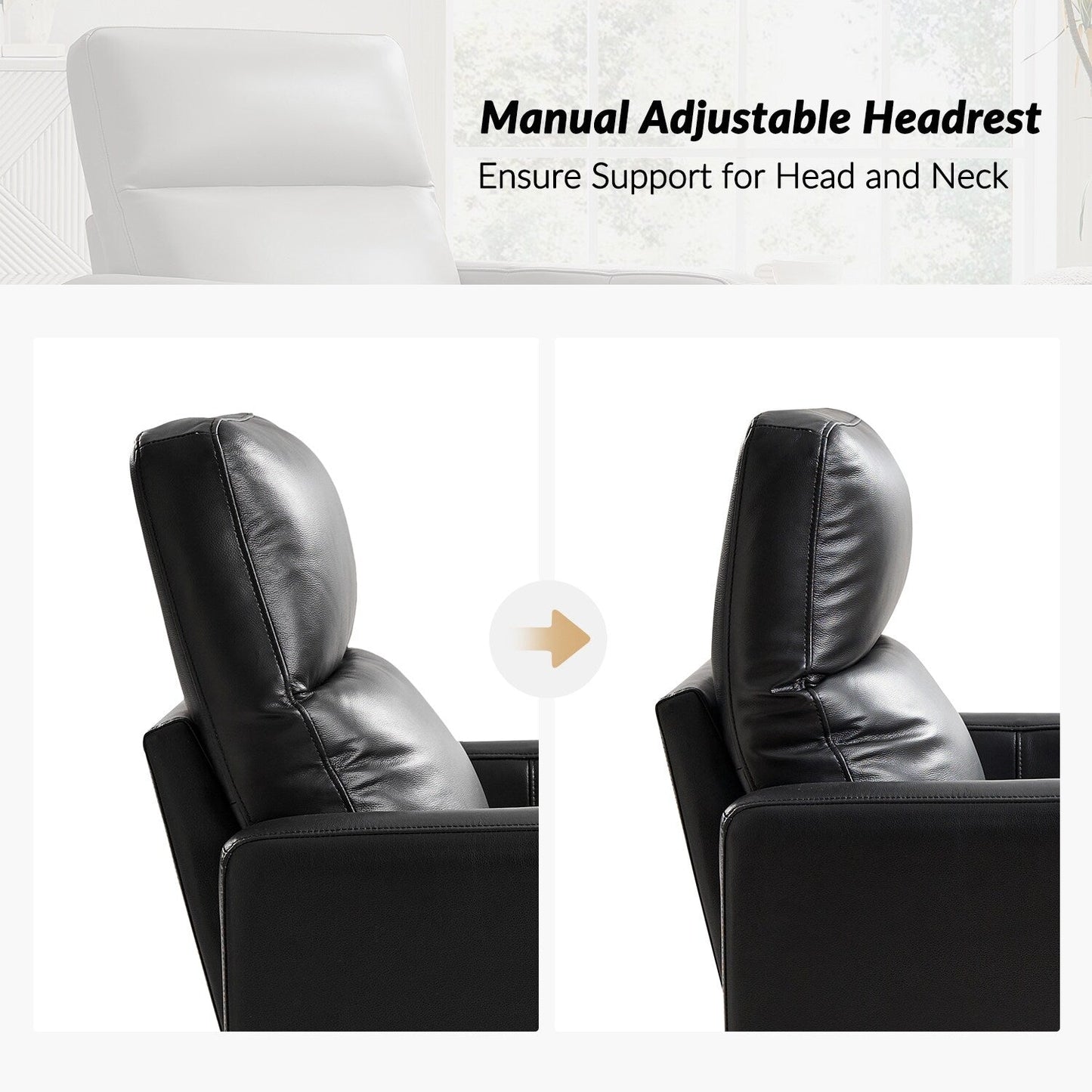 Poltrona reclinabile girevole moderna in vera pelle Josefa di Hulala Home