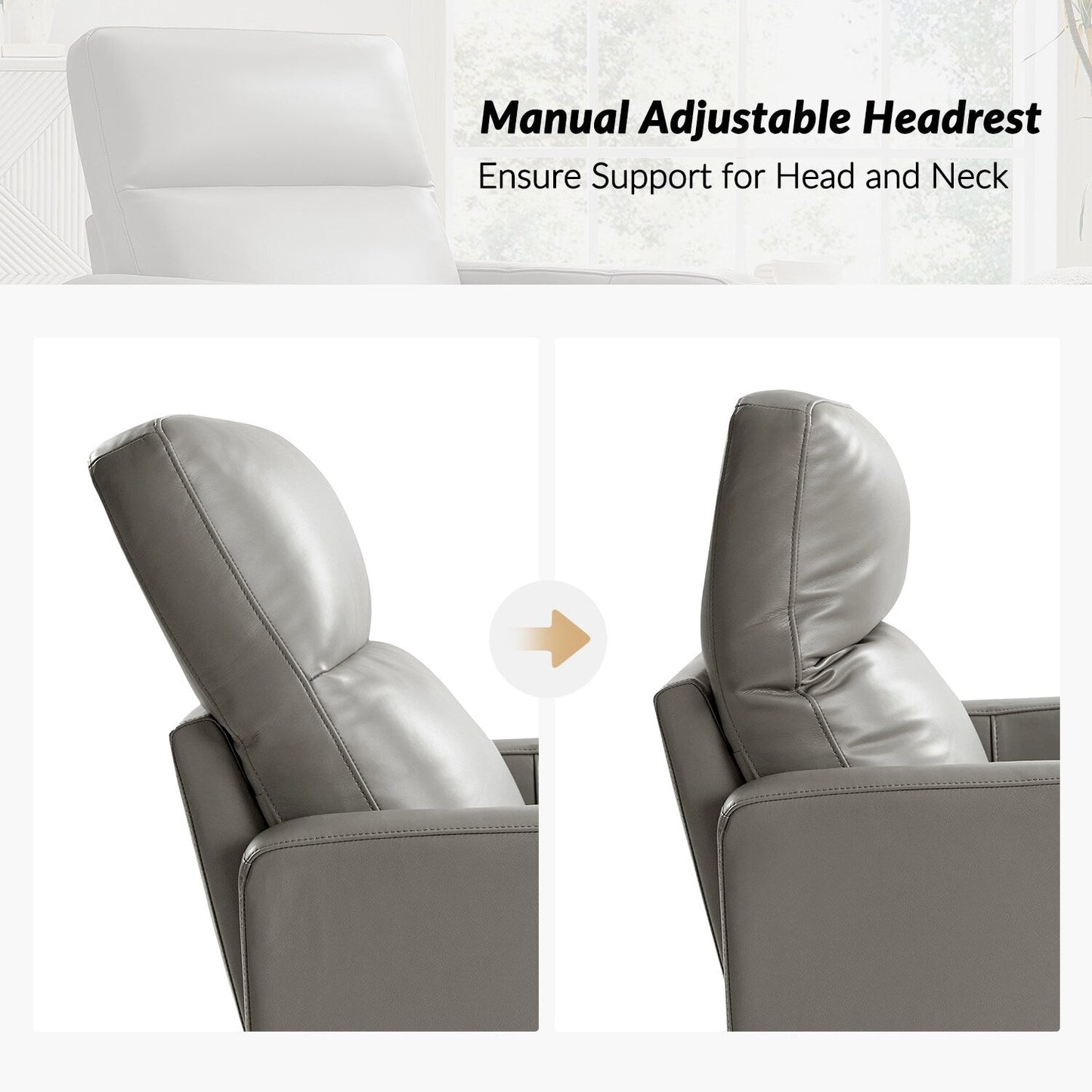 Poltrona reclinabile girevole moderna in vera pelle Josefa di Hulala Home