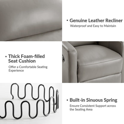 Poltrona reclinabile girevole moderna in vera pelle Josefa di Hulala Home