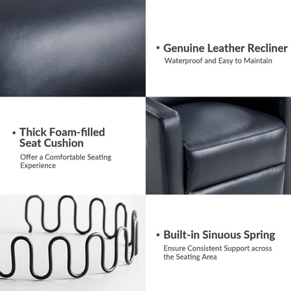 Poltrona reclinabile girevole moderna in vera pelle Josefa di Hulala Home