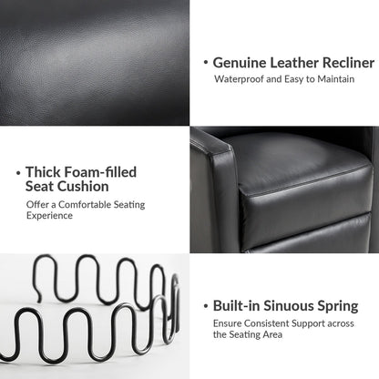 Poltrona reclinabile girevole moderna in vera pelle Josefa di Hulala Home