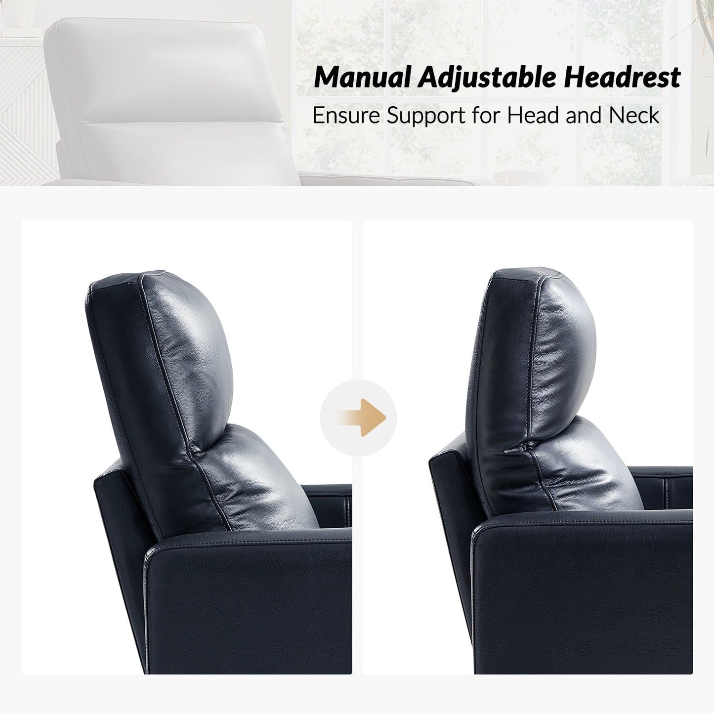 Poltrona reclinabile girevole moderna in vera pelle Josefa di Hulala Home