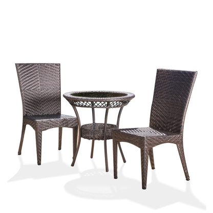 Set da bistrot Josh Outdoor Multi-brown da 3 pezzi in vimini di Christopher Knight Home