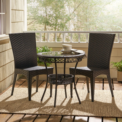 Set da bistrot Josh Outdoor Multi-brown da 3 pezzi in vimini di Christopher Knight Home