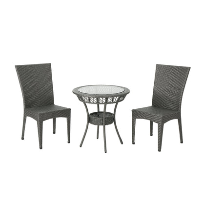 Set da bistrot Josh Outdoor Multi-brown da 3 pezzi in vimini di Christopher Knight Home