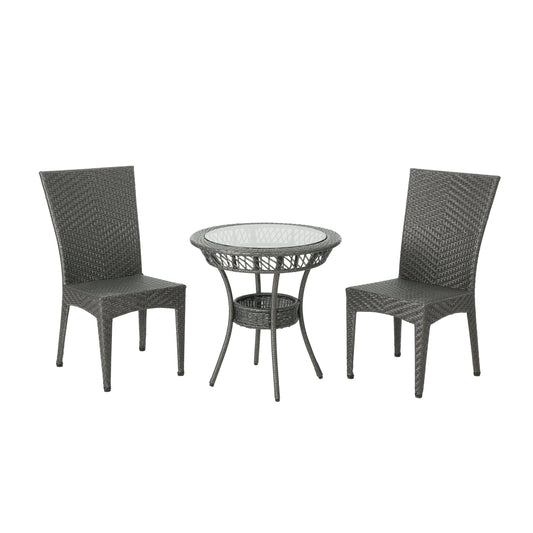 Set da bistrot Josh Outdoor Multi-brown da 3 pezzi in vimini di Christopher Knight Home