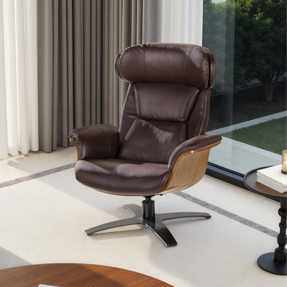 Poltrona reclinabile Jovan 31.5 in legno curvato e vera pelle