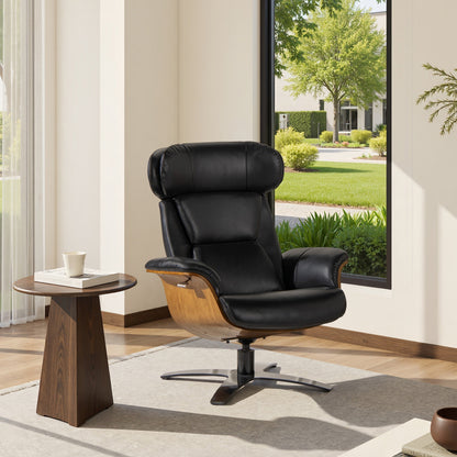 Poltrona reclinabile Jovan 31.5 in legno curvato e vera pelle