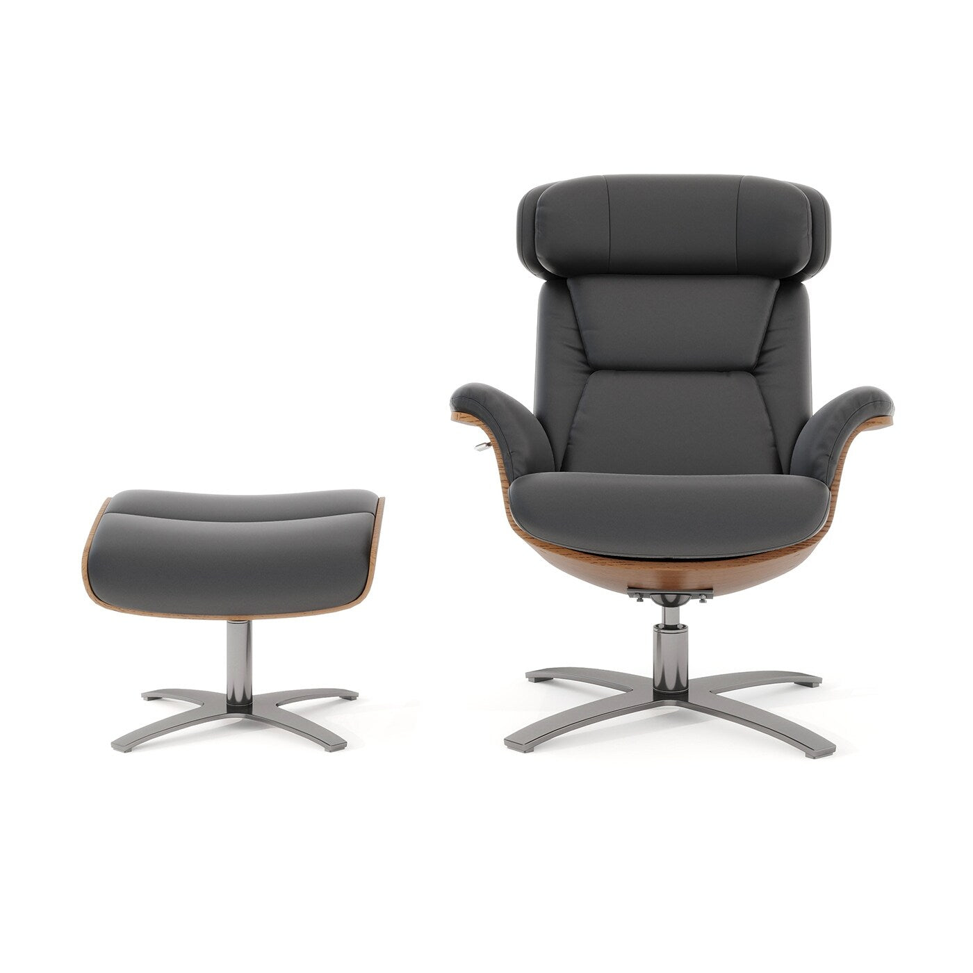 Poltrona reclinabile Jovan 31.5 in vera pelle con poggiapiedi