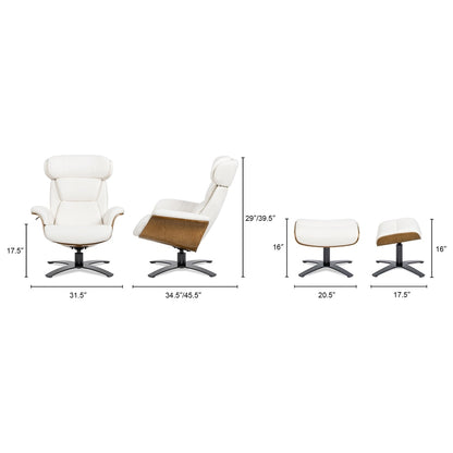 Poltrona reclinabile Jovan 31.5 in vera pelle con poggiapiedi