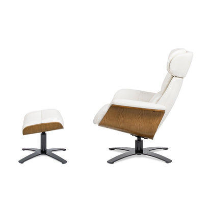 Poltrona reclinabile Jovan 31.5 in vera pelle con poggiapiedi