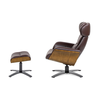 Poltrona reclinabile Jovan 31.5 in vera pelle con poggiapiedi