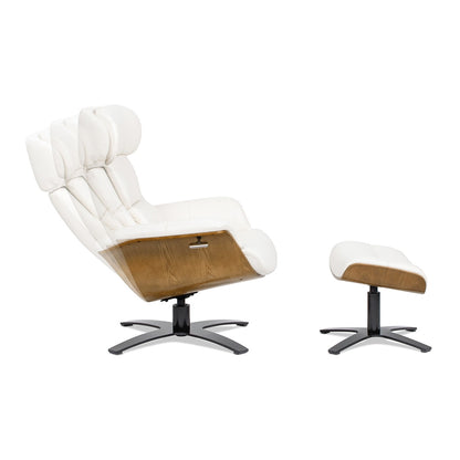 Poltrona reclinabile Jovan 31.5 in vera pelle con poggiapiedi