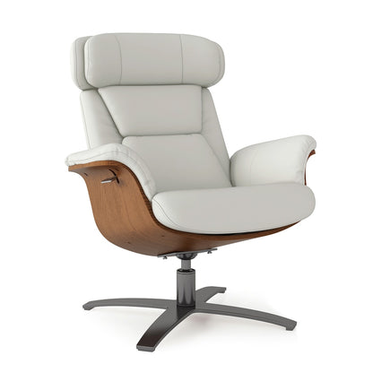 Poltrona reclinabile Jovan 31.5 in legno curvato e vera pelle