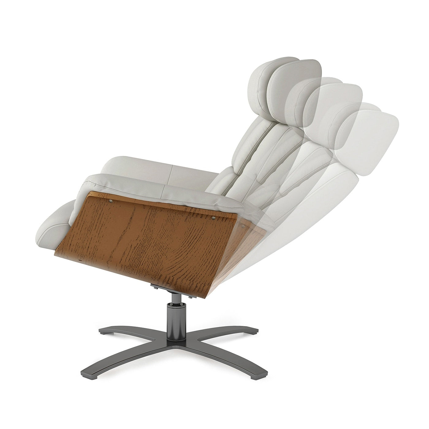 Poltrona reclinabile Jovan 31.5 in legno curvato e vera pelle