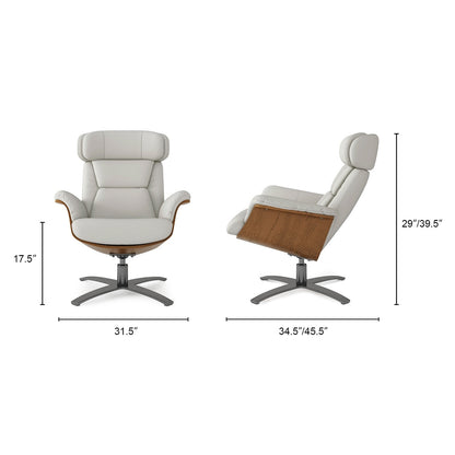 Poltrona reclinabile Jovan 31.5 in legno curvato e vera pelle