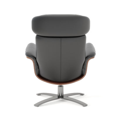 Poltrona reclinabile Jovan 31.5 in legno curvato e vera pelle