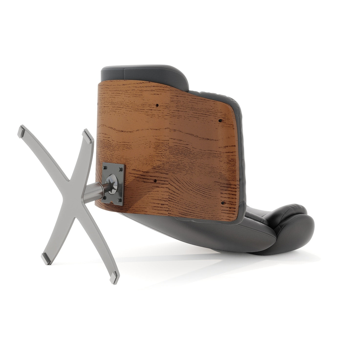 Poltrona reclinabile Jovan 31.5 in legno curvato e vera pelle