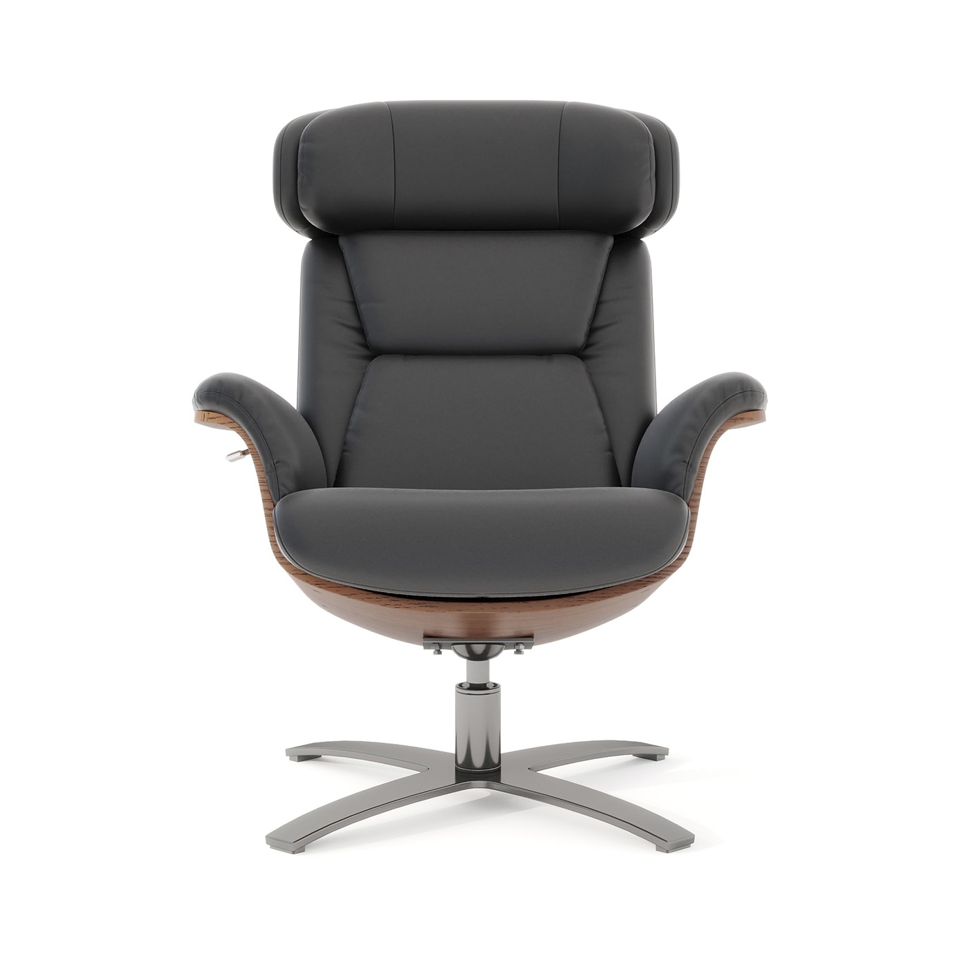 Poltrona reclinabile Jovan 31.5 in legno curvato e vera pelle