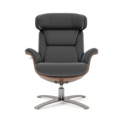 Poltrona reclinabile Jovan 31.5 in legno curvato e vera pelle