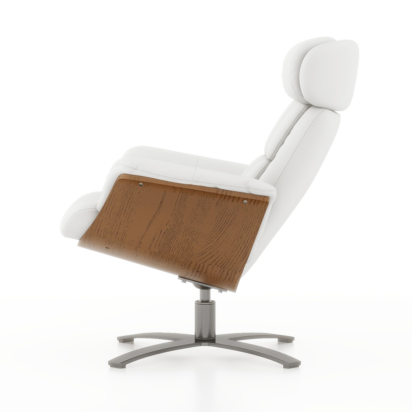 Poltrona reclinabile Jovan 31.5 in legno curvato e vera pelle