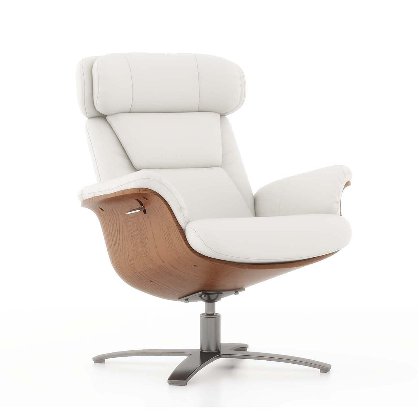 Poltrona reclinabile Jovan 31.5 in legno curvato e vera pelle