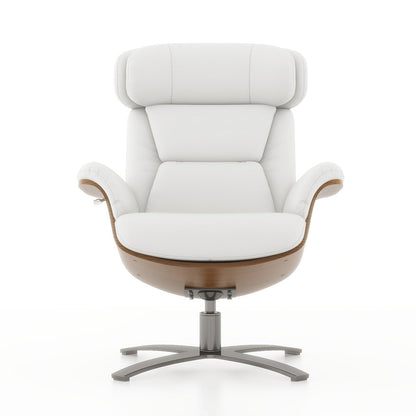 Poltrona reclinabile Jovan 31.5 in legno curvato e vera pelle