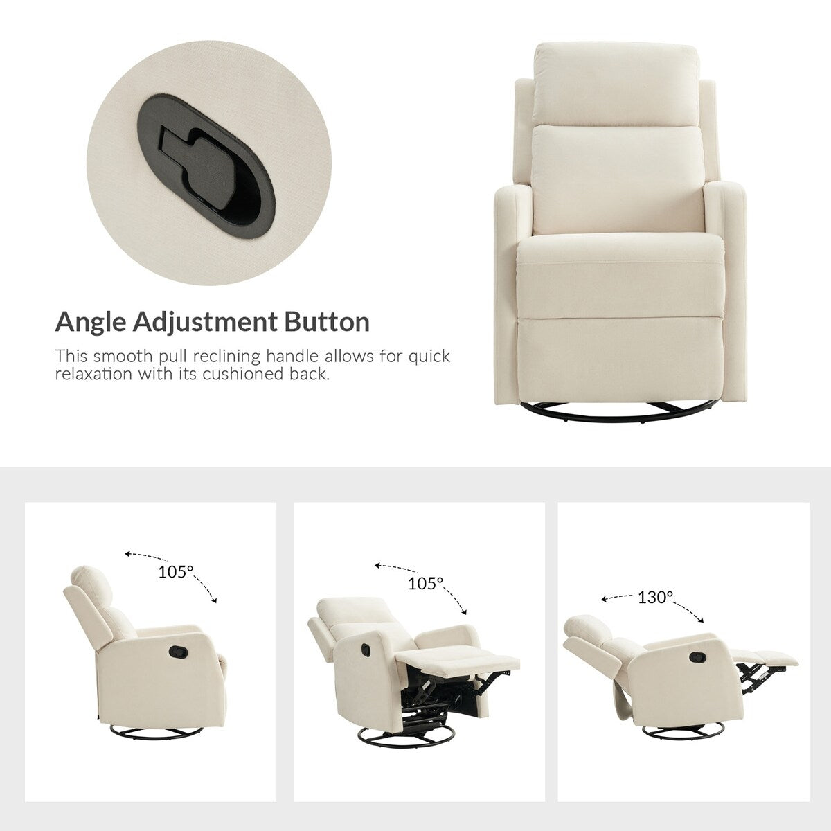 Poltrona reclinabile manuale girevole moderna Julian, set da 2 di HULALA HOME