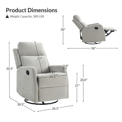 Poltrona reclinabile manuale girevole moderna Julian, set da 2 di HULALA HOME