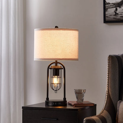 Set di lampade da tavolo KAWOTI da 21,5 pollici con luce notturna e porte USB, lampadine