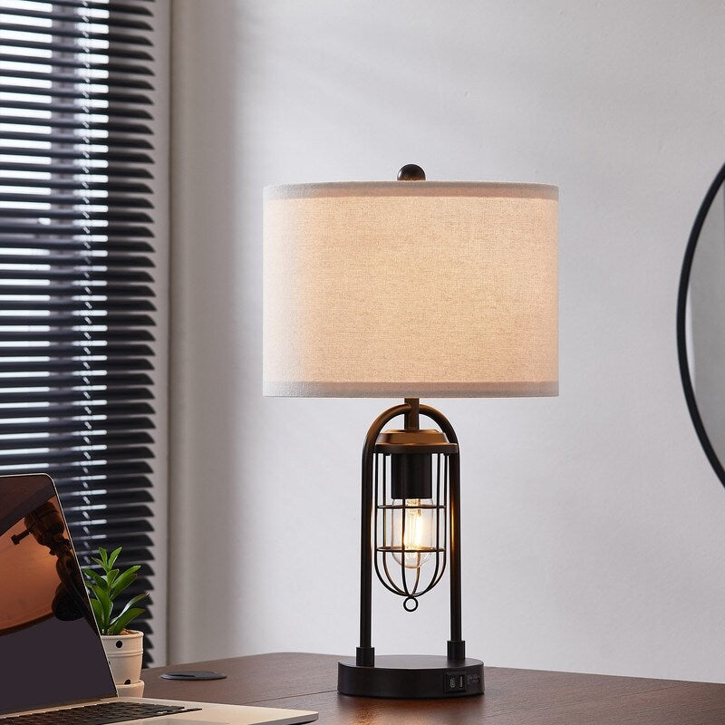 Set di lampade da tavolo KAWOTI da 21,5 pollici con luce notturna e porte USB, lampadine