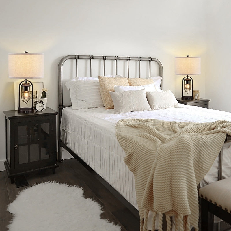 Set di lampade da tavolo KAWOTI da 21,5 pollici con luce notturna e porte USB, lampadine