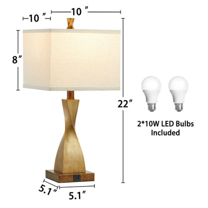 Lampada da tavolo KAWOTI da 22'' con controllo touch, porte USB e lampadine (set da 2)