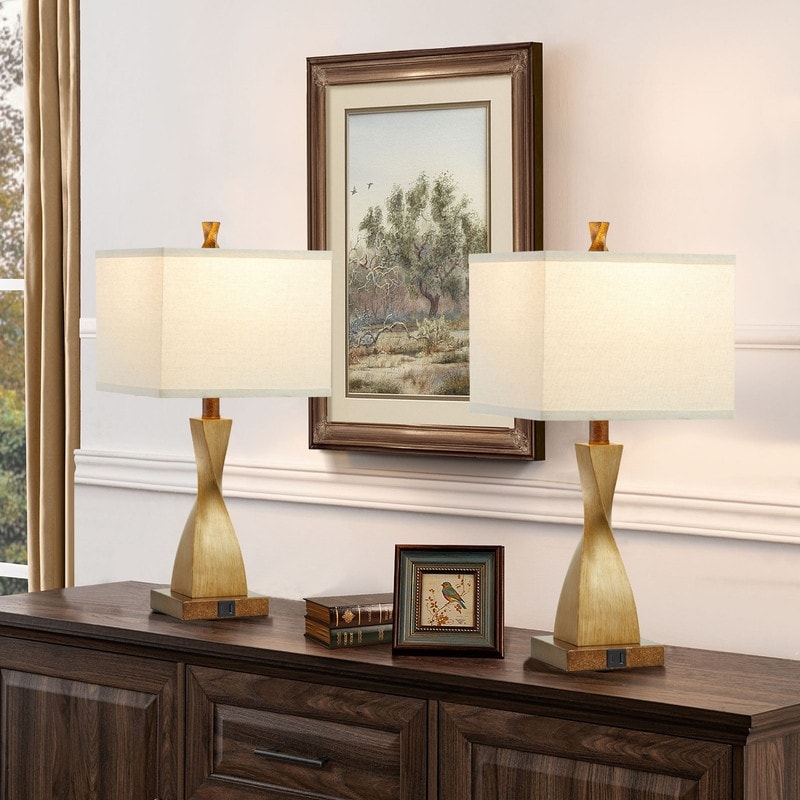 Lampada da tavolo KAWOTI da 22'' con controllo touch, porte USB e lampadine (set da 2)